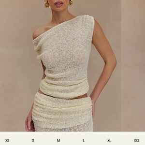 MESHKI Elegant Cream One-Shoulder top